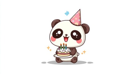 Cute panda celebrating birthday