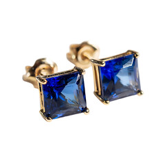 Princess Cut Sapphire Gold Earrings Elegant Timeless Beauty 