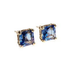 Princess Cut Sapphire Gold Earrings Elegant Timeless Beauty 