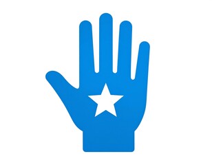 Fototapeta premium Blue hand icon with star