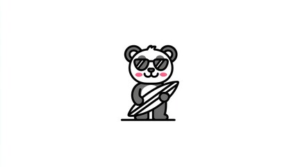 Fototapeta premium Cute panda surfer