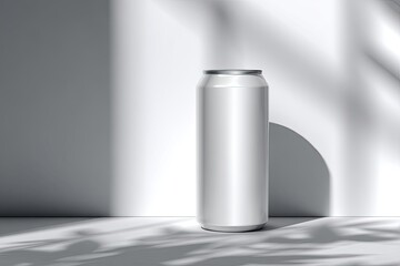 Blank aluminum can on a light background