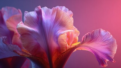 Close-up of vibrant iris petals