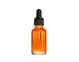 Fantasy Glow Orange Serum Dropper Bottle with Sparkling Aura Isolated
