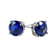 Royal Blue Sapphire Stud Earrings Elegant Sparkling Timeless Jewelry