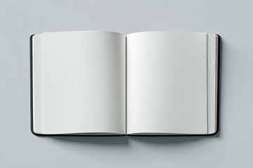 Open book, blank pages, neutral background