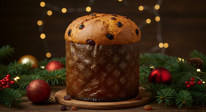 Panettone christmas bread italian sweet bread holiday dessert traditional baked goods festive season food photography