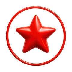 Fototapeta premium Red star icon inside a red-outlined white circle.