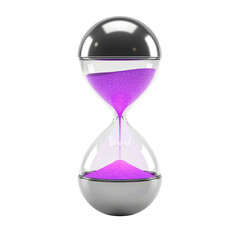 Hourglass with purple sand flowing down