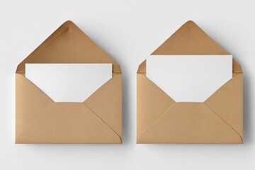 Two open kraft envelopes with blank white cards (1)