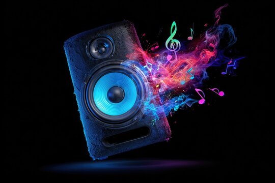 Sound system, vibrant music - Powered by Adobe