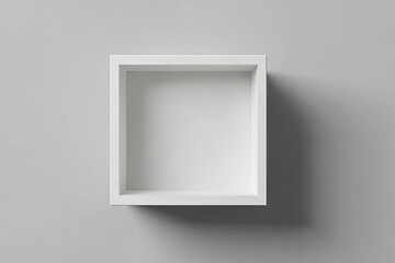 Empty white square frame against a light gray background