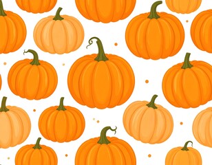 Seamless pattern of pumpkins in orange and peach