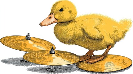 Duck beside cymbals