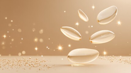 Floating gold capsules