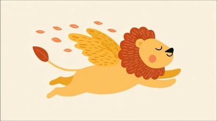 Flying lion illustration