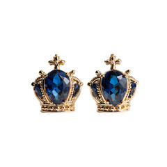 Sapphire Gold Crown Style Earrings Elegant Design 