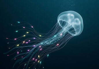 Glowing Jellyfish Ocean Abstract Art