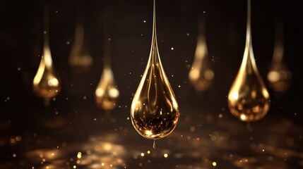 Golden liquid drops