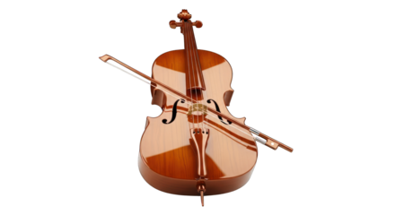 Elegant Wooden Cello with Bow Musical Instrument.
