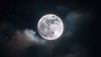 Naklejka premium Full moon in a starlit sky