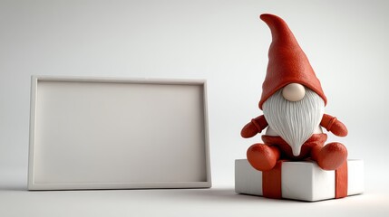 Fototapeta premium Gnome Santa Celebrating Holiday Cheer with Gifts Under Winter Tree Lights - A Joyful Family Gathering