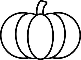 Pumpkin Outline Silhouette, Smooth Curves, Clean Line Vector