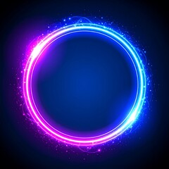 Neon circle frame on dark background
