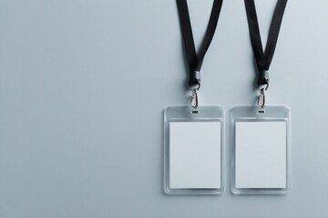 Two blank identification cards on gray background