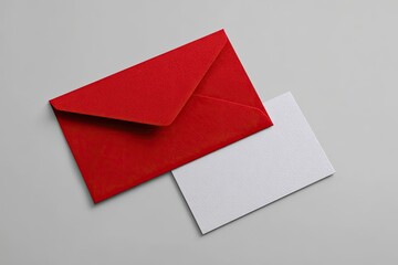 Red and white envelopes on gray background
