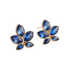  Sapphire Gold Petal Stud Earrings Elegant Jewelry Design