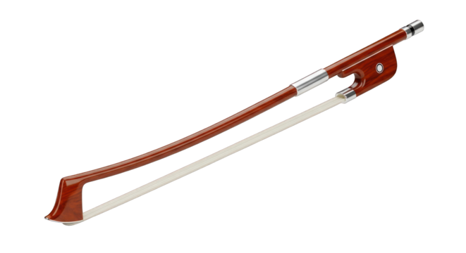 Elegant Wooden Violin Bow with White Hair.