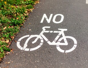 Bike path sign on asphalt (1)