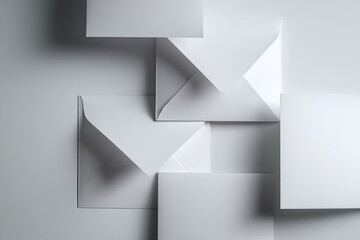 Fototapeta premium Abstract composition of folded white envelopes