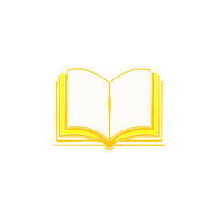 Open book with bright yellow outline and blank pages symbol