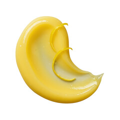 Vibrant yellow lemon curd smear with luxurious texture, glossy sheen, and a delicate lemon zest curl, isolated on a transparent background with diffuse studio lighting, concept for gourmet food