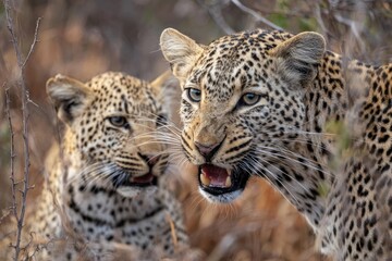 Fototapeta premium Two leopards in the wild