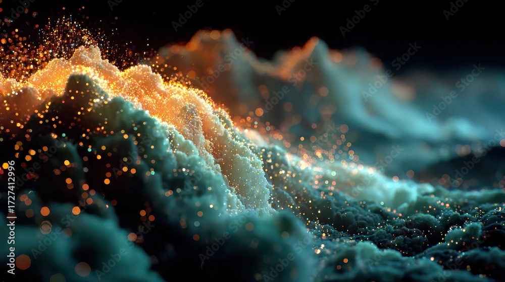 Wall mural abstract big data visualization with colorful light explosion effect