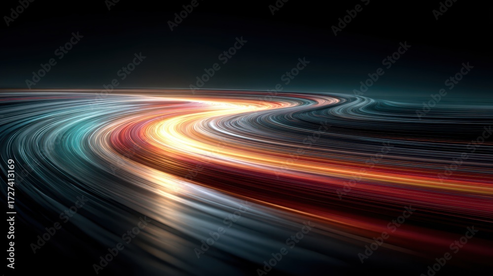 Canvas Prints colorful swirling vortex of light trails in dark background