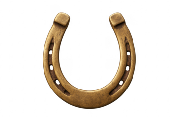 Golden horseshoe symbol of good luck and fortune on transparent background