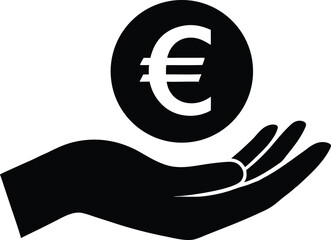 Euro Currency in Open Hand - Payment, Business, and Economy Vector Symbol
