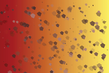 Red orange yellow gradient with scattered translucent pentagons abstract bokeh