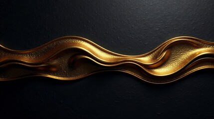 Abstract Gold Wave Design on Dark Background, Elegant and Luxurious Texture for Modern Decor