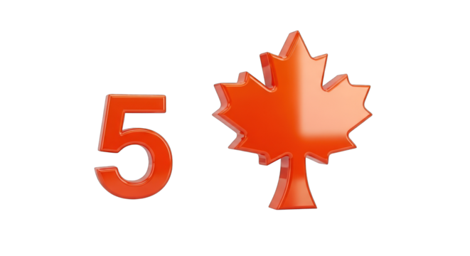 Orange Number Five and Maple Leaf Symbol.