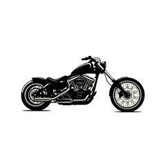 Obraz premium Classic Black Motorcycle Silhouette Against White Background.