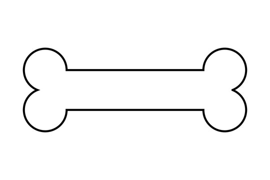 Bone outline drawing Halloween skeleton symbol, pirate crossbones icon, spooky death element, minimalist vector style graphic for October, horror party, costume design, dog chew. High resolution PNG	