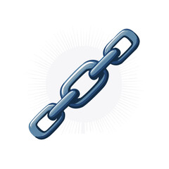 Interlocking Metal Chain Links Metallic Blue Connection Symbol