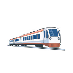 Modern passenger train vector illustration on railway tracks symbolizing public transport journey