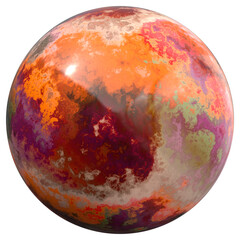 Old and corroded aged weathered copper sphere isolated on white.