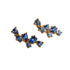 Small Sapphire Gold Climber Earrings Elegant Design